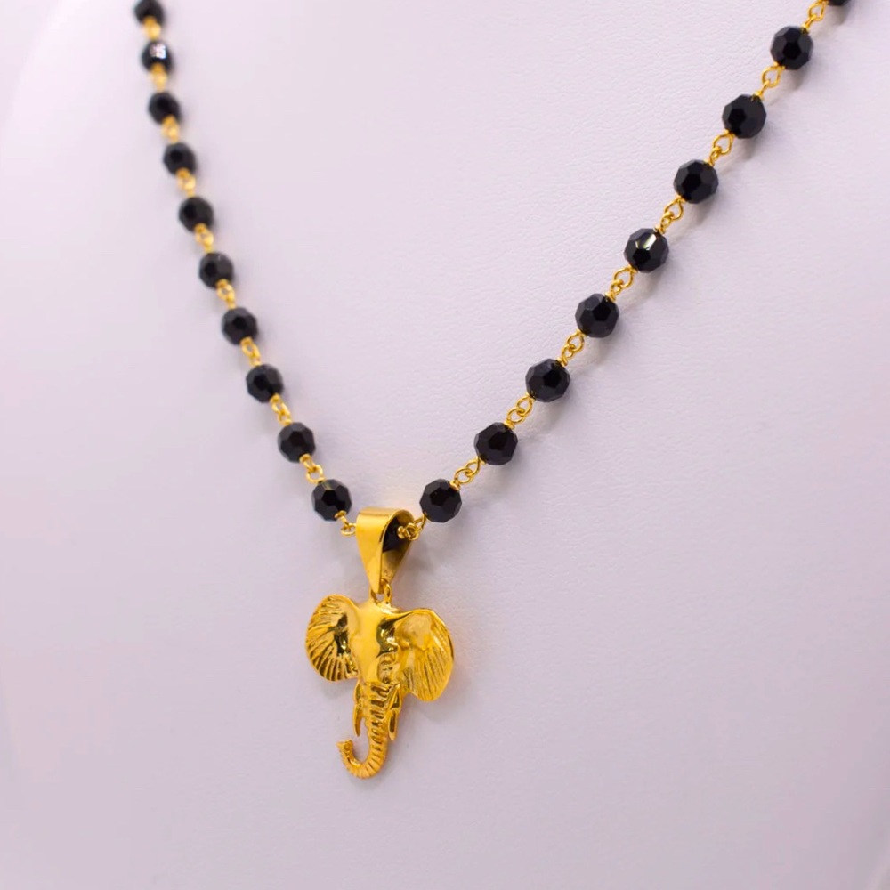 Elephant Pendant & Bead Necklace